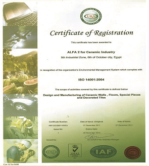 ISO 14001 year (2004) Environmental management certification.